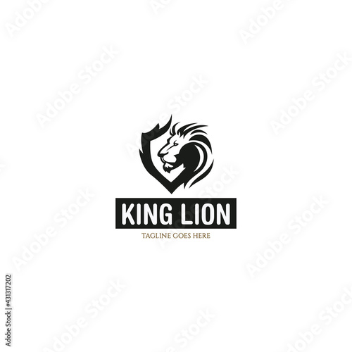 King lion logo design template. Vector illustration