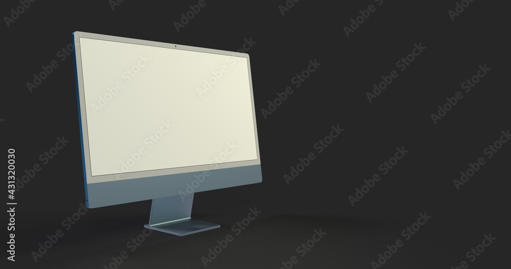Computer display mock up with blank white screen. Stylish desktop computer mockup 3D Computer display mock up with blank white screen. Stylish desktop computer mockup 3D