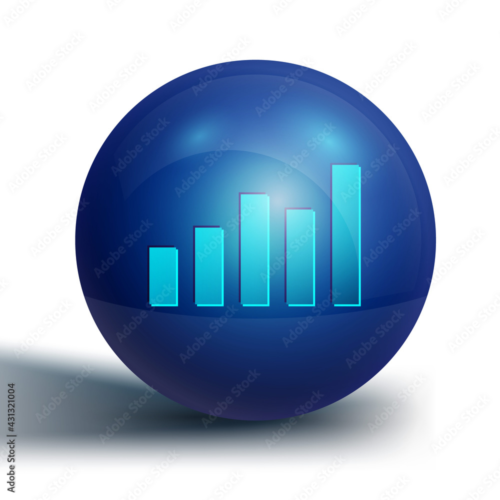Blue Graph, schedule, chart, diagram, infographic, pie graph icon isolated on white background. Blue circle button. Vector Blue Graph, schedule, chart, diagram, infographic, pie graph icon isolated on white background. Blue circle button. Vector