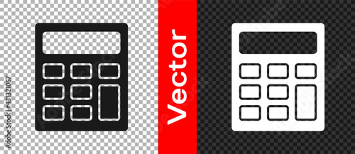 Black Calculator icon isolated on transparent background. Accounting symbol. Business calculations mathematics education and finance. Vector