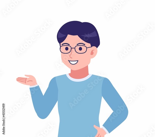 Man with glasses dressed in blue photo