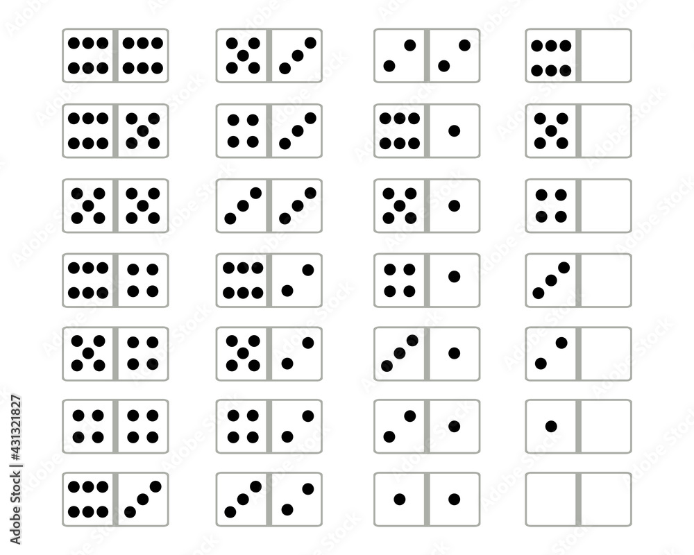 Full set of domino on a white background Full set of domino on a white background
