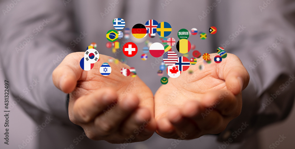 World map with all states and their flags,3d render. World map with all states and their flags,3d render.