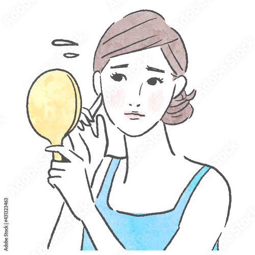 Beauty illustration of a woman taking care of her skin
