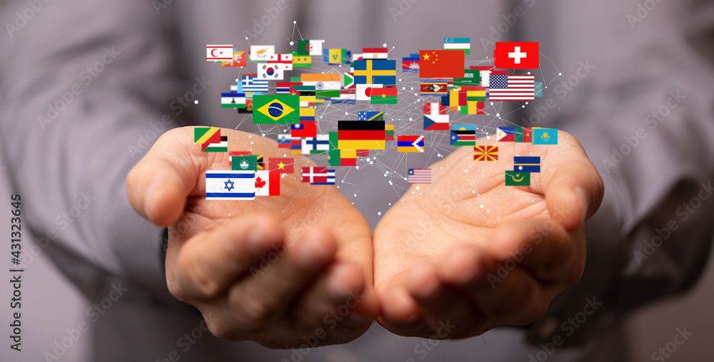 World map with all states and their flags,3d render. World map with all states and their flags,3d render.
