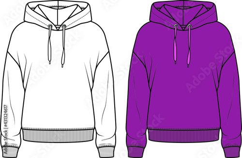 vector flat sketch hoodie design for women