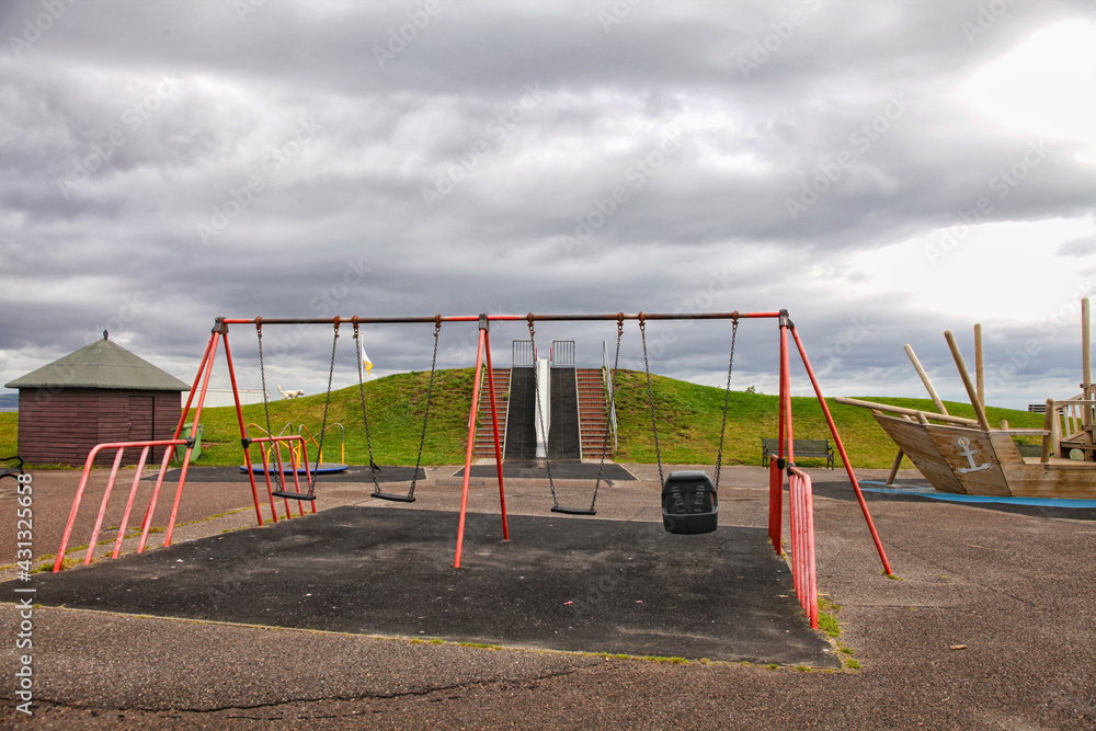 Empty playground with swing