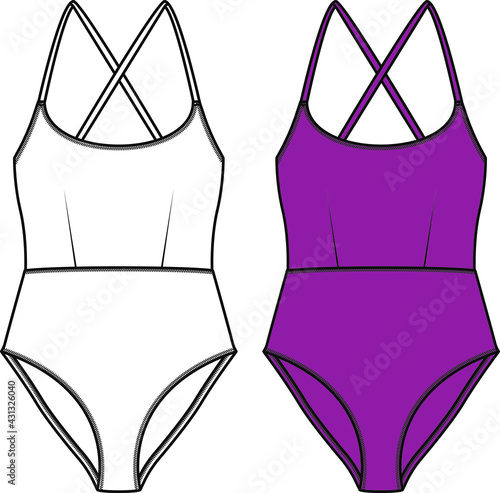 flat sketch women swimwear design