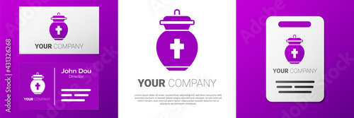 Logotype Funeral urn icon isolated on white background. Cremation and burial containers, columbarium vases, jars and pots with ashes. Logo design template element. Vector