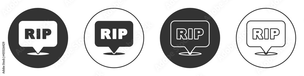 Black Speech bubble rip death icon isolated on white background. Circle button. Vector Black Speech bubble rip death icon isolated on white background. Circle button. Vector