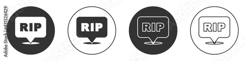 Black Speech bubble rip death icon isolated on white background. Circle button. Vector