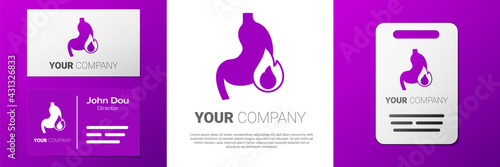 Logotype Stomach heartburn icon isolated on white background. Stomach burn. Gastritis and acid reflux, indigestion and stomach pain problems. Logo design template element. Vector