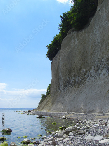 The Chalk Cliffs of Ruegen Island, Huge Boulders in the Baltic Sea, Jasmund National Park, Rugen Island, Germany photo