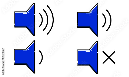 set of speaker sound icon sets in flat design themes