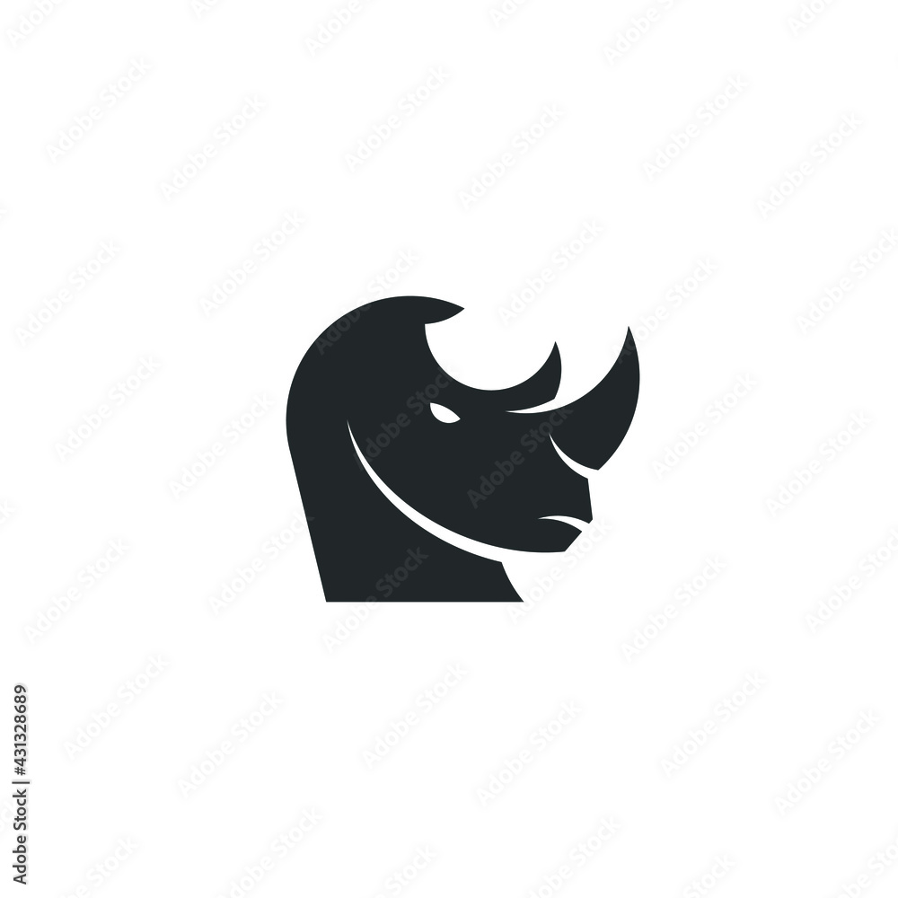 Rhino Logo Mascot - Rhinoceros silhouette horned charge zoo dangerous angry heavy powerful strength big gym lifting muscle Rhino Logo Mascot - Rhinoceros silhouette horned charge zoo dangerous angry heavy powerful strength big gym lifting muscle