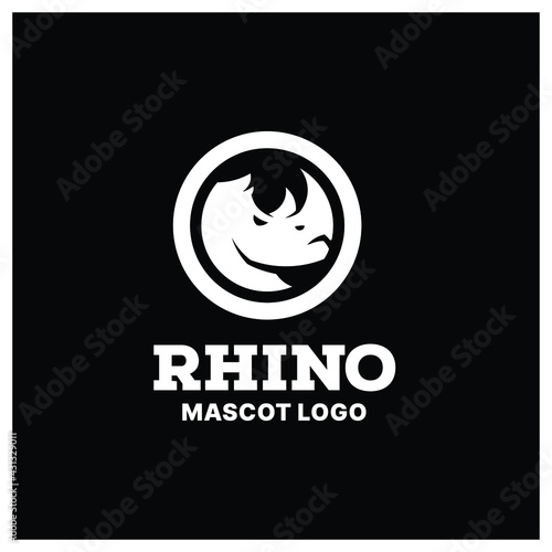 Rhino Logo Mascot - Rhinoceros silhouette horned charge zoo dangerous angry heavy powerful strength big gym lifting muscle