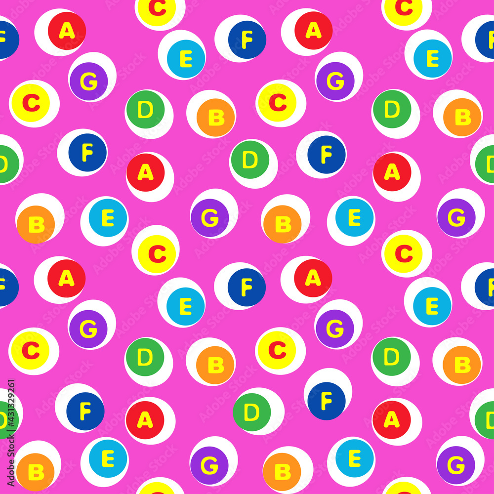 Pink seamless pattern with alphabet