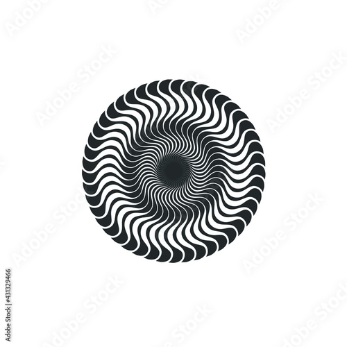 Vortex Circle logo abstract circle shape - spiral motion twirl twist curve rotation spin whirlpool radial warp geometric shape for businesses - spinning circle