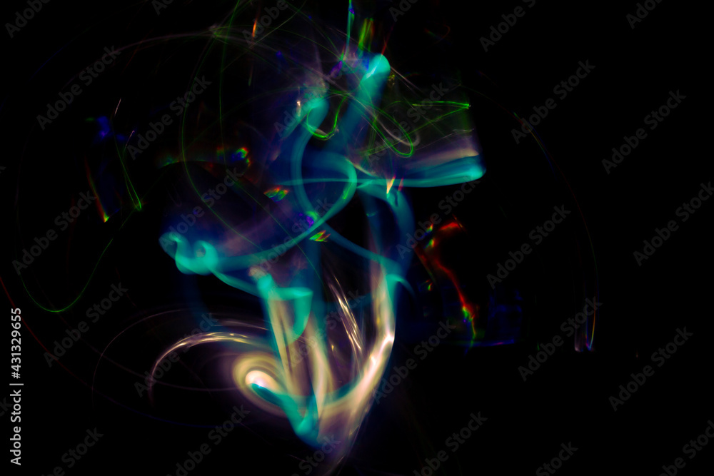 Abstract forms of light. 3D representation or 3D illustration of the international day of light. Digital art on neutral background Abstract forms of light. 3D representation or 3D illustration of the international day of light. Digital art on neutral background