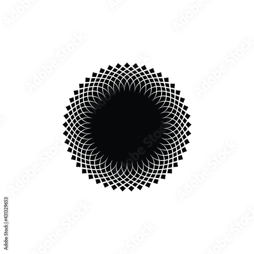 Spirograph Logo Illustration - Abstract geometric ornament decoration vortex circular wavy shape spinning twisted fractal design 