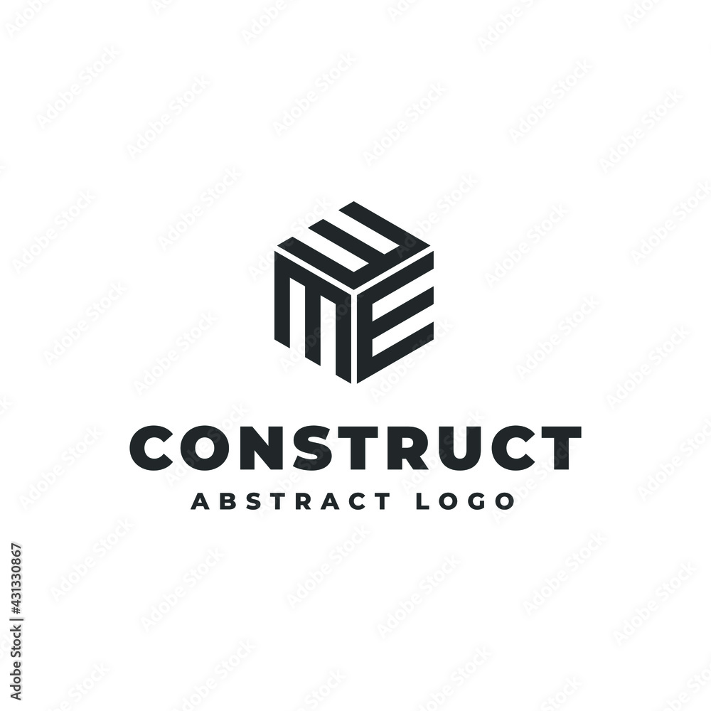Square Cube Logo - block element perspective geometric abstract design vector line art geometry shape grid mosaic Square Cube Logo - block element perspective geometric abstract design vector line art geometry shape grid mosaic