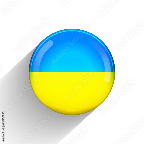 Free Download Glass light ball with flag of Ukraine. Round sphere, template icon. Ukrainian national symbol. Glossy realistic ball, 3D abstract vector illustration highlighted on a white background. Big bubble - GFXLoad