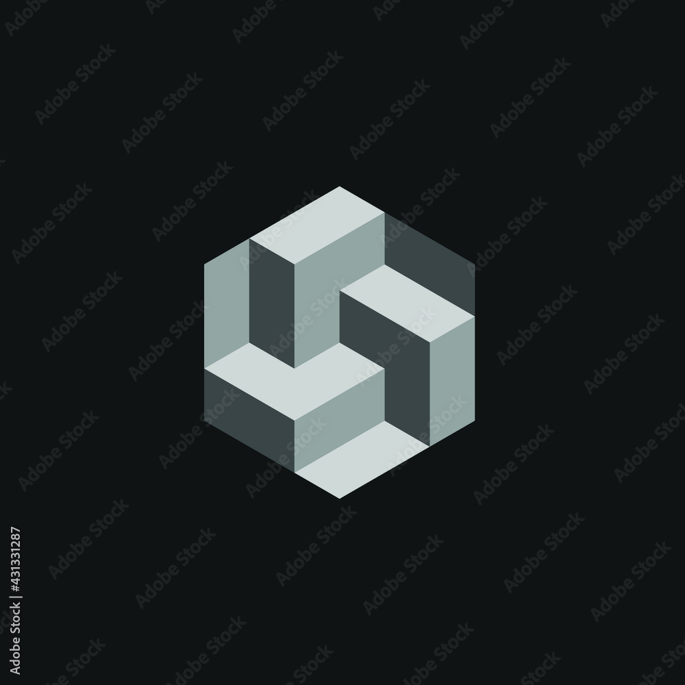 Square Cube Logo - block element perspective geometric abstract design vector line art geometry shape grid mosaic Square Cube Logo - block element perspective geometric abstract design vector line art geometry shape grid mosaic
