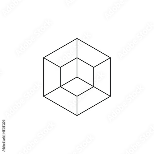 Square Cube Logo - block element perspective geometric abstract design vector line art geometry shape grid mosaic