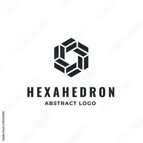 Square Cube Logo - block element perspective geometric abstract design vector line art geometry shape grid mosaic