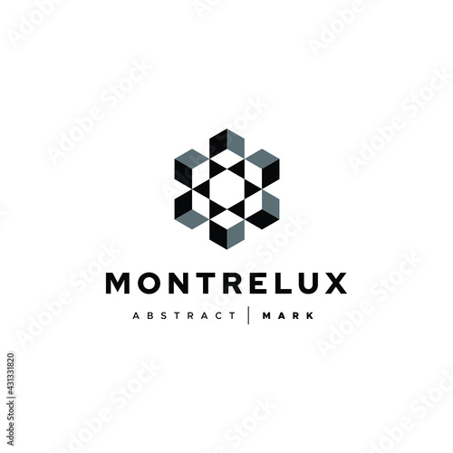 Abstract logo - geometric shape futuristic illustration liquid geometry technology tech flux twist warp fantasy