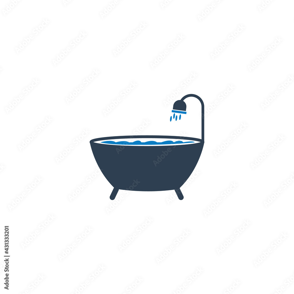Bathtub icon with shower sign. Editable Vector EPS Symbol Illustration Bathtub icon with shower sign. Editable Vector EPS Symbol Illustration