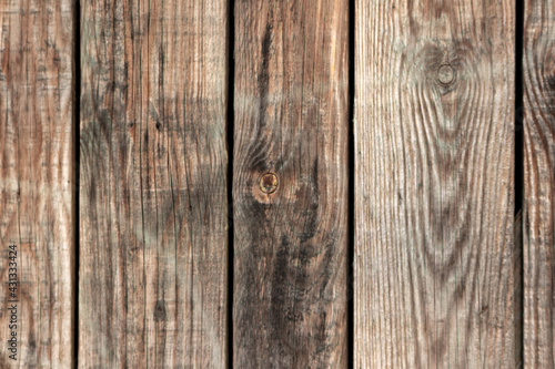 Brown wooden background close-up of old planks and brown timber in vintage style and grunge look as rustic rough and antique organic surface for decoration of backgrounds or as natural frame design