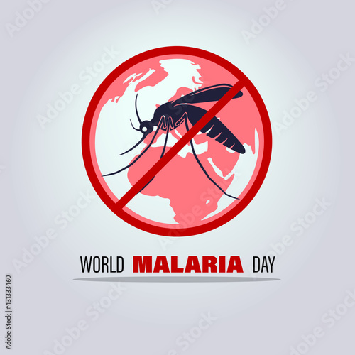 World Malaria day with No Mosquito Sign and world map
