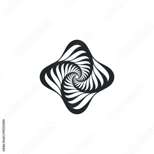 Vortex Circle logo abstract circle shape - spiral motion twirl twist curve rotation spin whirlpool radial warp geometric shape for businesses - spinning circle