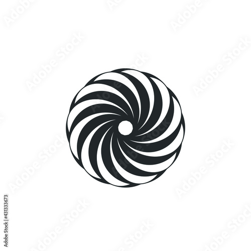 Vortex Circle logo abstract circle shape - spiral motion twirl twist curve rotation spin whirlpool radial warp geometric shape for businesses - spinning circle