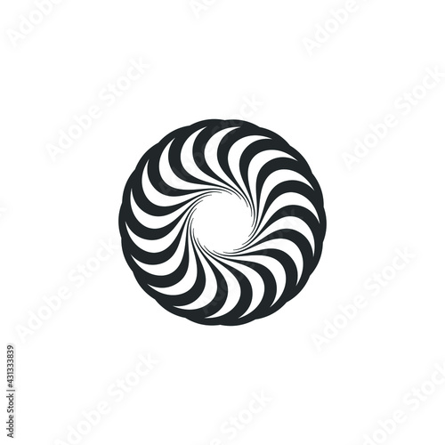 Vortex Circle logo abstract circle shape - spiral motion twirl twist curve rotation spin whirlpool radial warp geometric shape for businesses - spinning circle