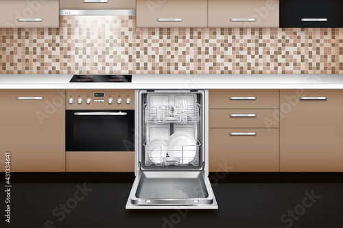 Dishwashing Machine Realistic Interior