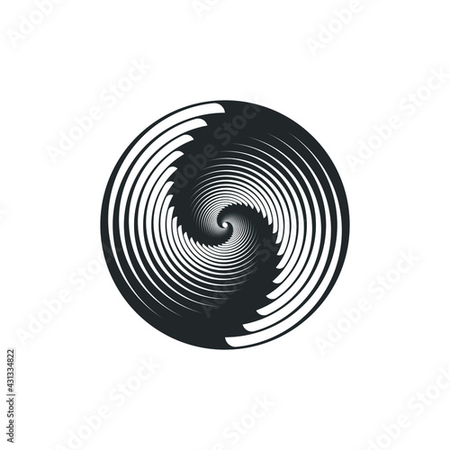 Vortex Circle logo abstract circle shape - spiral motion twirl twist curve rotation spin whirlpool radial warp geometric shape for businesses - spinning circle