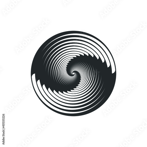 Vortex Circle logo abstract circle shape - spiral motion twirl twist curve rotation spin whirlpool radial warp geometric shape for businesses - spinning circle