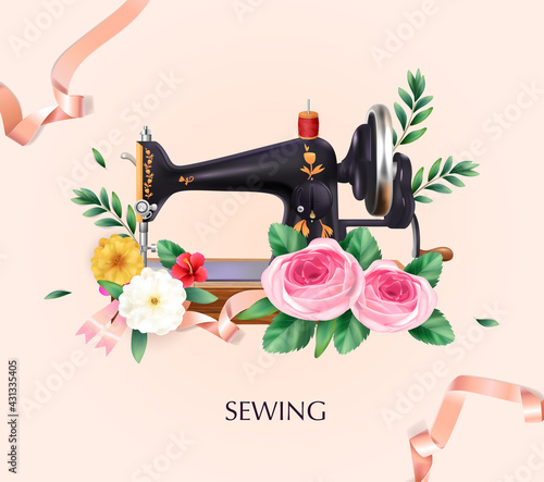 Sewing Machine And Tailoring Background