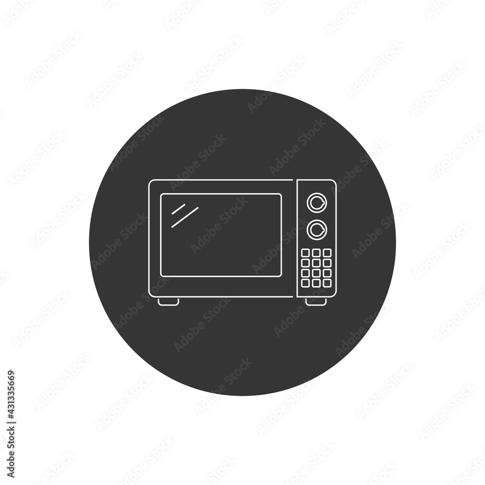 Microwave oven line white icon isolated on white background. Home appliances icon.Vector Illustration Microwave oven line white icon isolated on white background. Home appliances icon.Vector Illustration