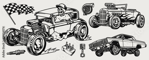 Hot rod and lowrider cars concept