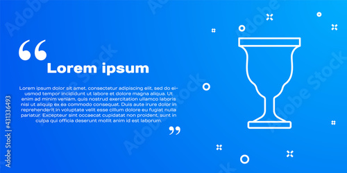 White line Christian chalice icon isolated on blue background. Christianity icon. Happy Easter. Vector