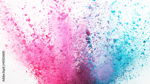 Colored powder explosion  isolated on white background