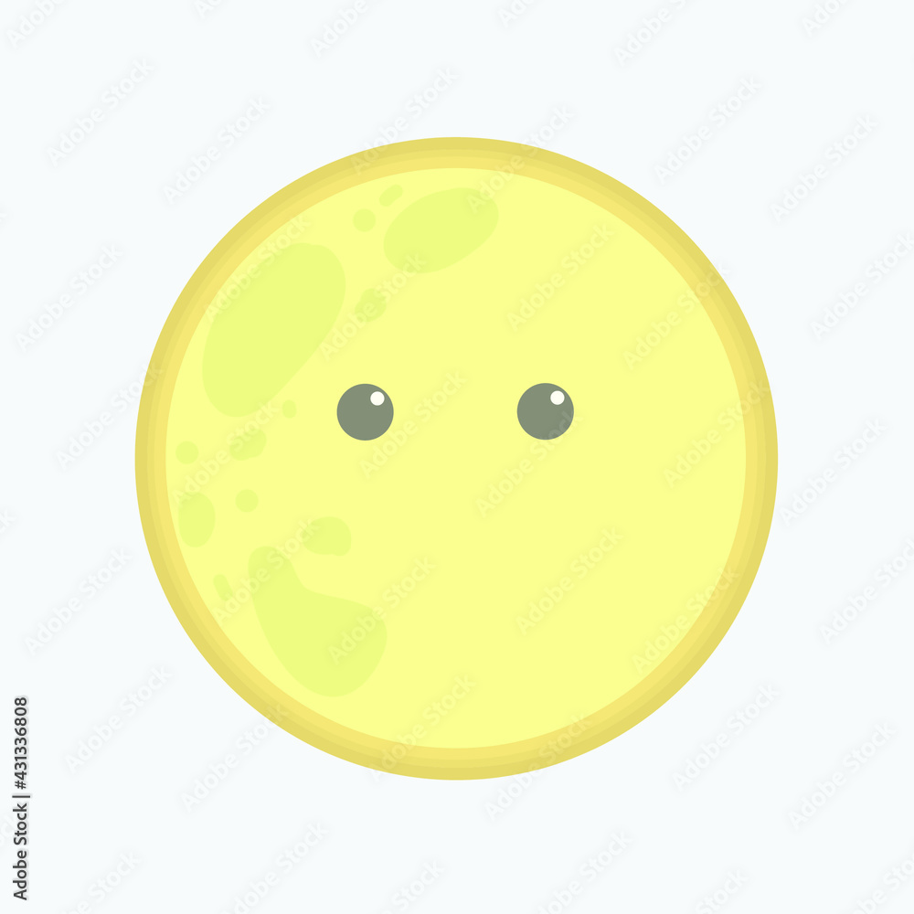 Fototapeta premium The cute full moon cartoon character vector isolated on light gray background