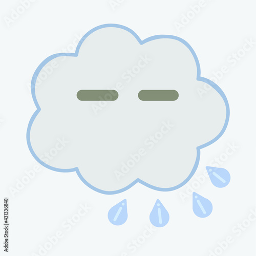 Wallpaper Mural Cute dark cloud and rain cartoon character, isolated vector on light grey background Torontodigital.ca