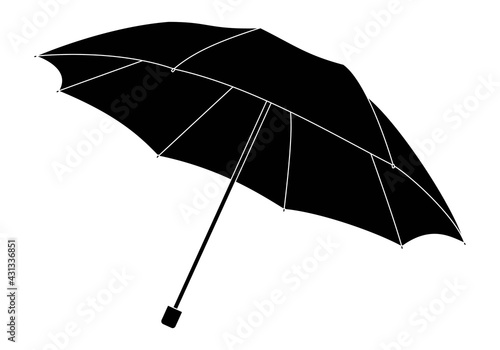 Icono de paraguas negro abierto sobre fondo blanco