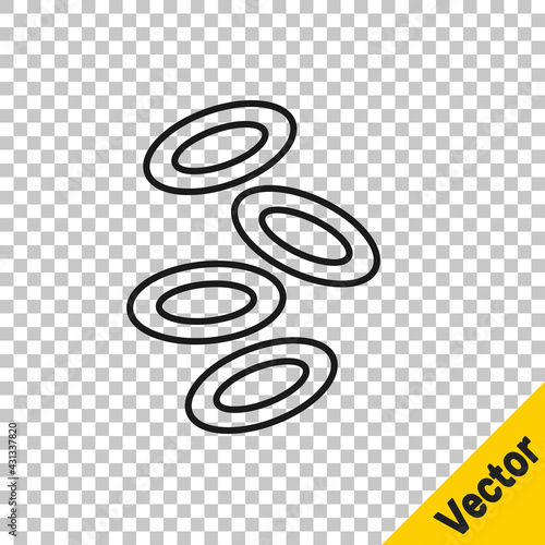 Black line Medical hemoglobin erythrocytes icon isolated on transparent background. Vector