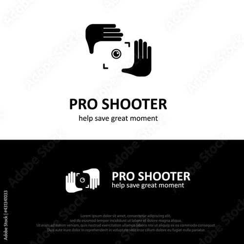 pro shutter hand and lens camera focus object professional business event shot graphic  company photography studio sign logo