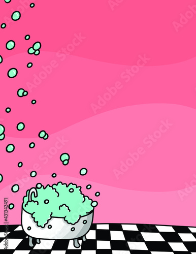 An Old Fashioned Bathtub Vecotr Border and Background on Letter Size
